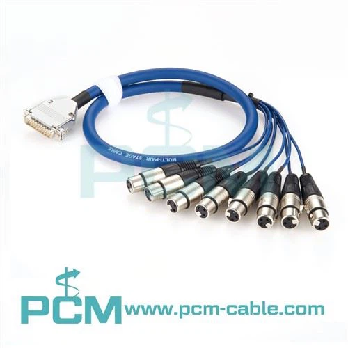 DB25–8 XLR-naaraspuolinen audiokäärmekaapeli