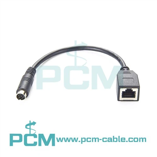 8-nastainen Mini DIN - RJ45 sukupuolenvaihtajakaapeli