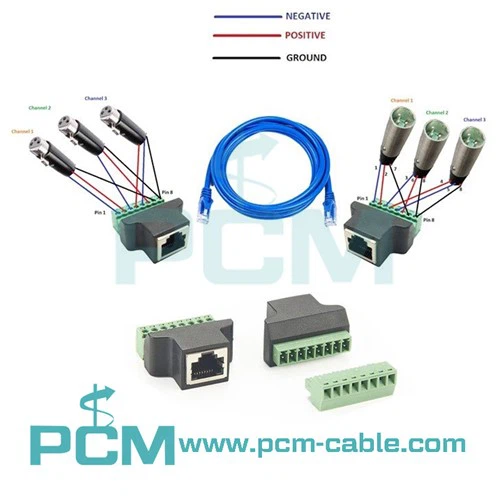 RJ45-XLR-verkkosovittimen lyhyt liitäntäkaapeli