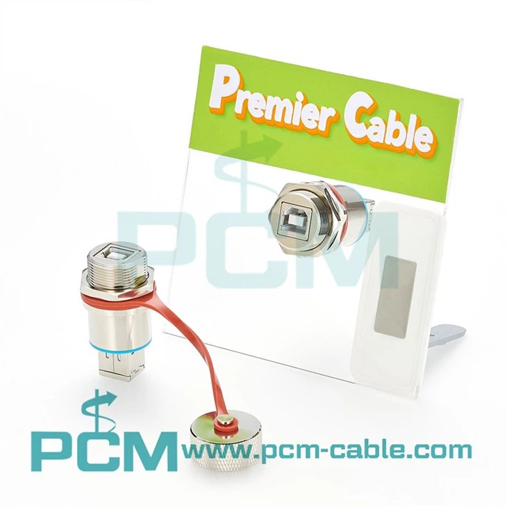 IP68 Rated waterproof USB Type B Panel Mount Connector