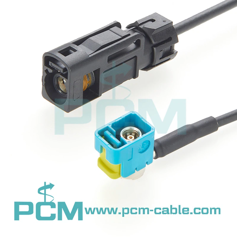 Waterproof FAKRA Right Angle to Straight Female Cable for Automotive and Industrial Use Waterproof FAKRA Right Angle to Straight Female Cable for Automotive and Industrial Use