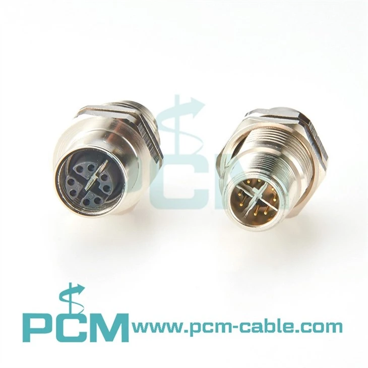 M12 X Code Panel Feed Through Connector