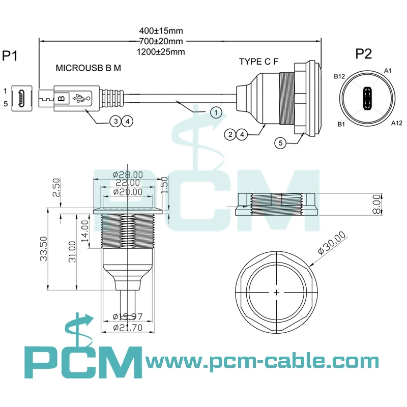 drawing dimension cutout size panel size of usb c panel mount cable to micro usb drawing dimension cutout size panel size of usb c panel mount cable to micro usb