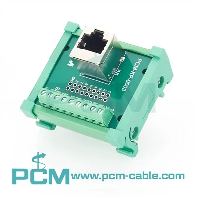 RJ45 naaras liitinlohkoon Breakout Board DIN-kiskoon